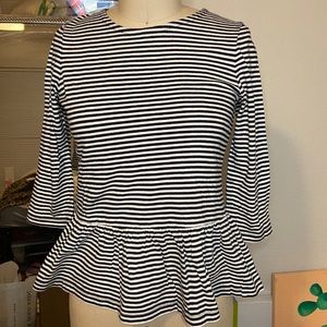 Cute b&w striped peplum top